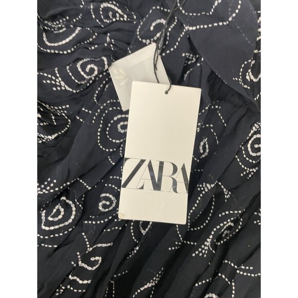 Zara Womens Midi Dress Size XS Long Sleeve Black Beaded Printed 7521/246 NWT - Picture 9 of 16